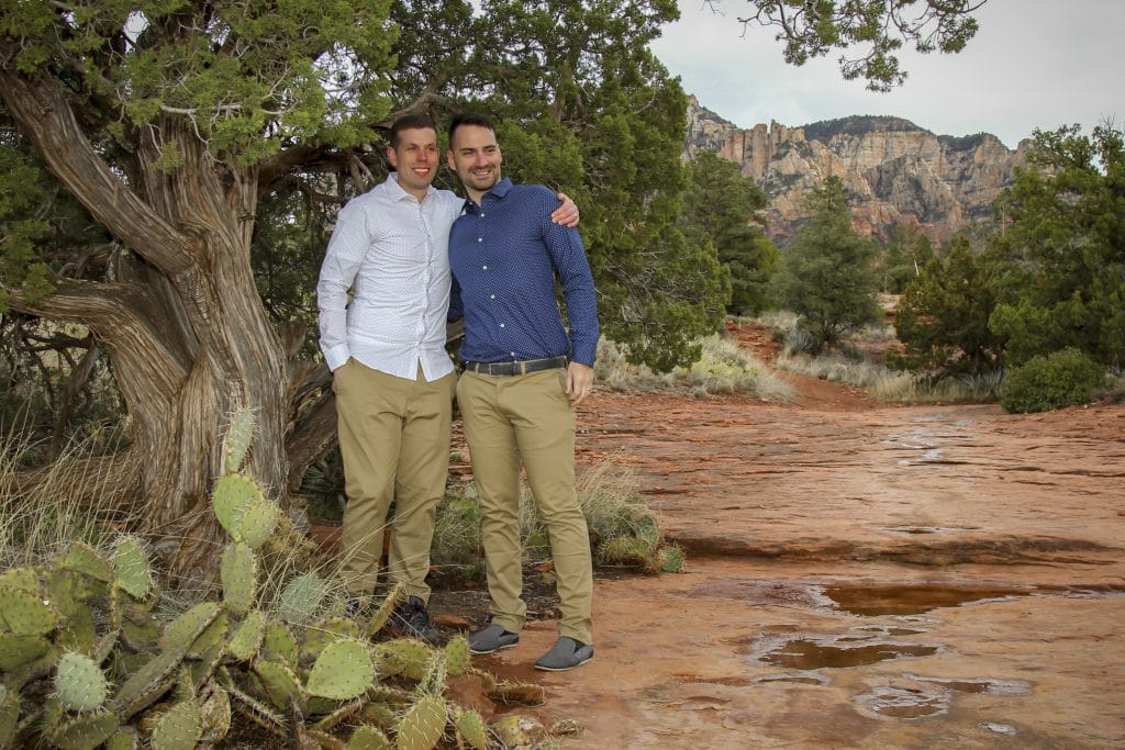 same sex wedding at Huckaby in Sedona