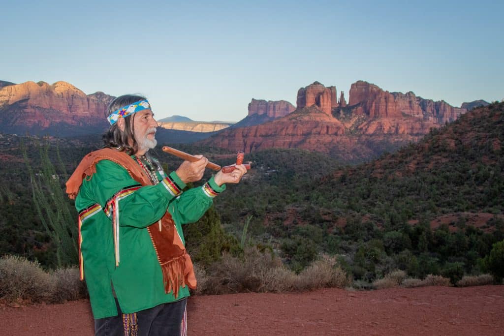 Native American ceremony in the red rocks of Sedona