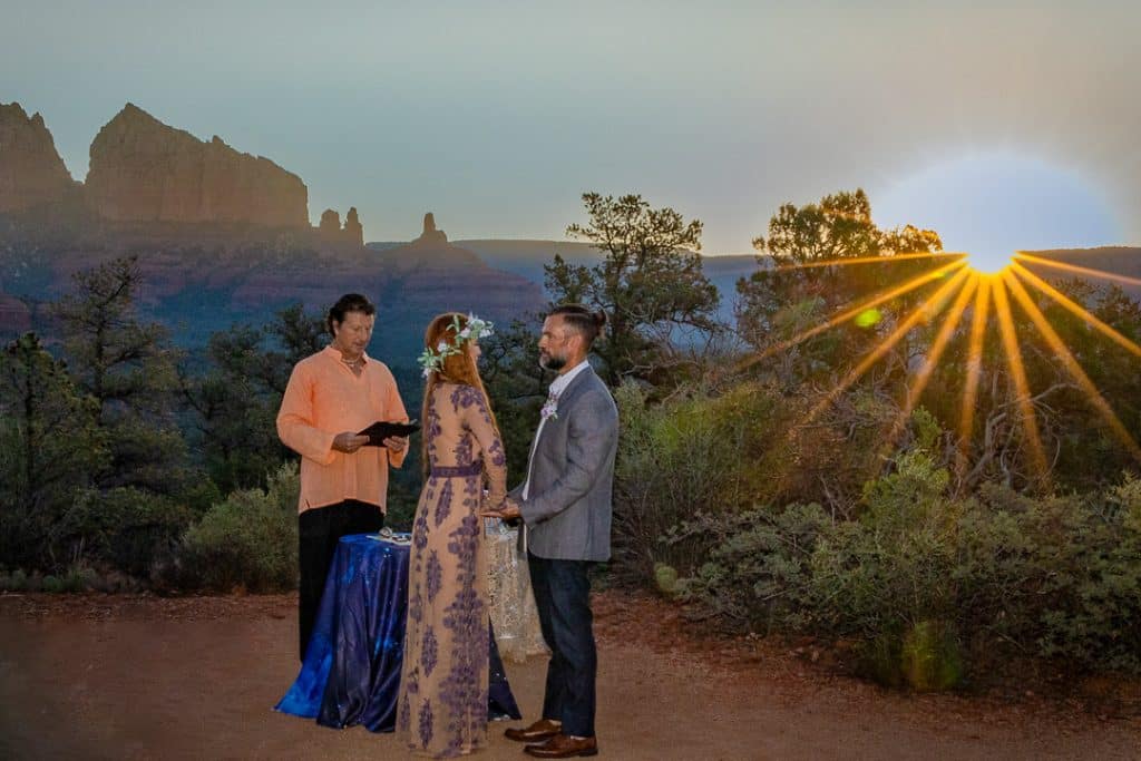 Sunrise ceremony in the red rocks